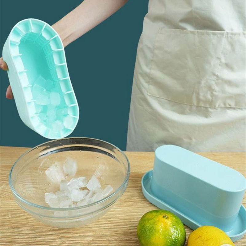Large Ice Cube Container with Lid Convenient Ice Buckets Cup Molds Silicones Ice Lattices Storage Box for Beverages