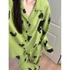 Damen Wolkenbaumwoll-Pyjama: Frühling/Herbst Langarm Revers Set mit Langer Hose - Original Lockerer Schnitt.