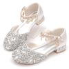 Zapatos Brillantes de Princesa para Niña Nueva Edición Vestido de Fiesta para Niña Zapatos de Baile Tacones Altos para Niña Mocasines Zapato Pequeño de Cuero