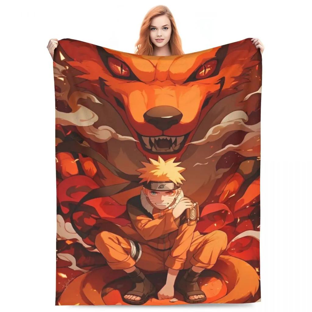 Japanese Anime Graphic Blankets N-Narutos Flannel Novelty Soft Throw Blankets for Home All Season