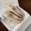 Flat Shoes Leather Ballet Shoes 2025 Summer New French Temperament Bow Color Matching Square Head Light Mouth Single Shoes Women