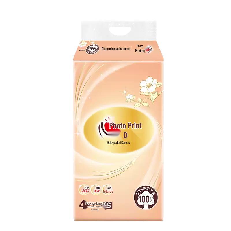 Xin Xiang Yin DT24120 Unscented Facial Tissues, Flower Language Series, 3-ply, 4-pack, S Size, 120 sheets per pack, 80 packs per case.