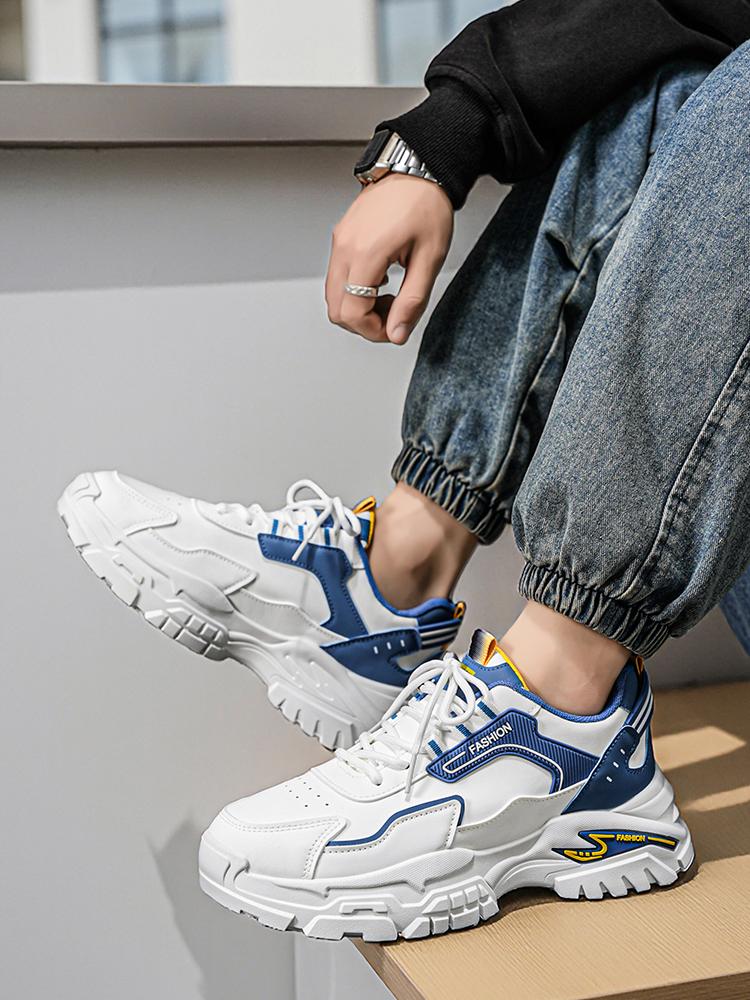 Men'S Breathable Sports Running Shoes  New Style Dad Casual Thick Bottom Heightening Mesh Surface Trendy Student Sneakers