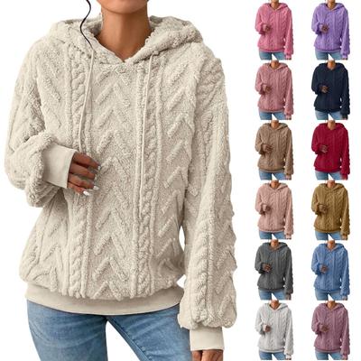 Damen-Kapuzenpullover, langärmelig, lässig, einfarbig, mit Kordelzug, Sweatshirts für Damen, Pullover