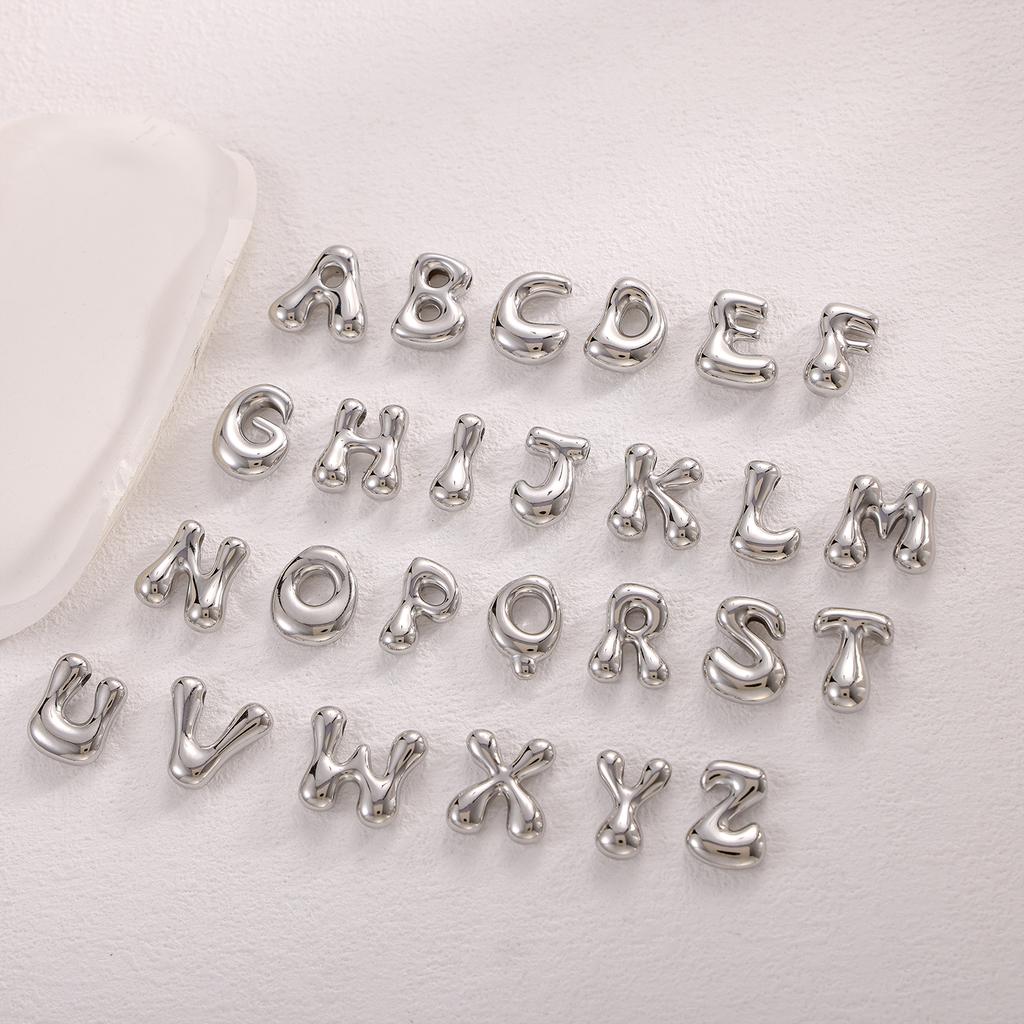 CARLIDANA Hot Sale Stainless Steel Capital Letter Alphabet Irregular Bubble Initial Pendant Charms For DIY Jewelry Necklace