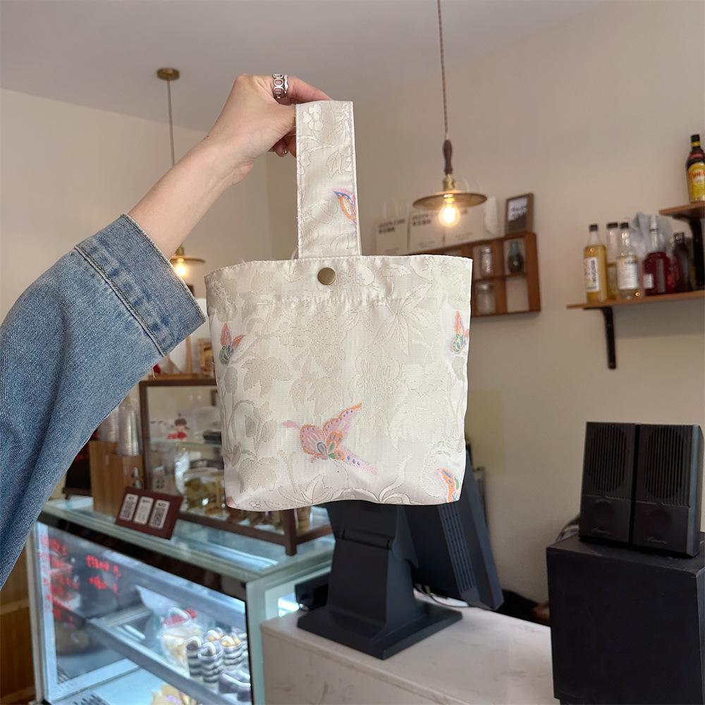 

ins Yunjin Butterfly Work Маленькая сумка для переноски Маленькая холщовая сумка Сумка-ведро для покупок Сумка для сортировки и хранения бежевый