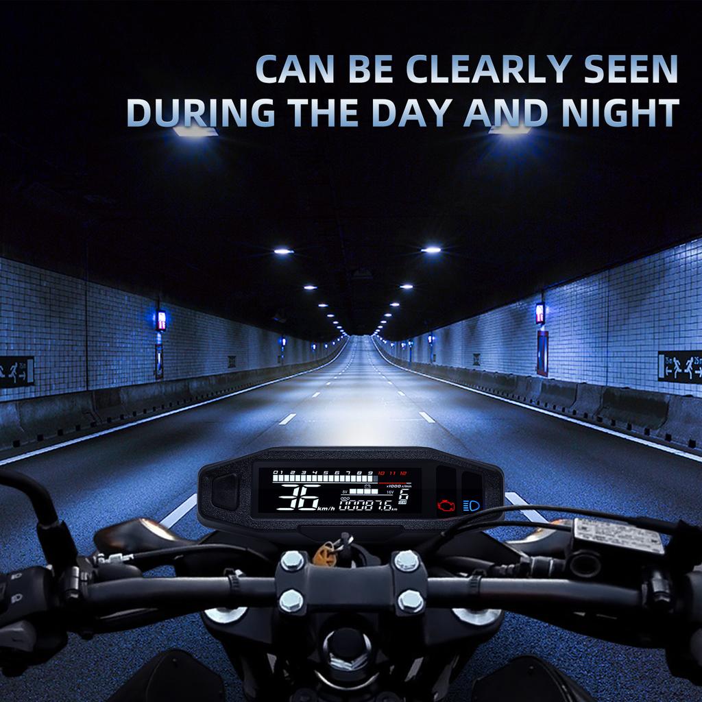 AD For Motorcycle Odometer Speedometer Tachometer 12000RPM Gear TRIP ODO Motorbike Voltage Gauge Kit Speed Gauge Tacho Meter