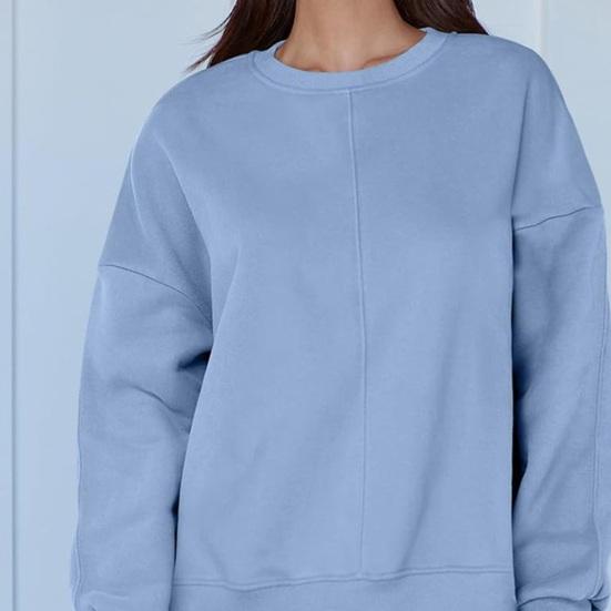 Women's Casual Crew Neck Sweatshirt Oversized Long Sleeve Pullover Tops Soft Side Slit Fall Loose Outfit