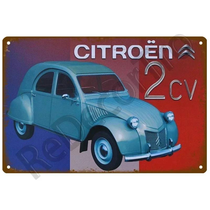 

Large French 2CV Car Poster - Extra Big Distressed Metal Sign for Garage Walls | Vintage European Automotive Tin Art 20x30cm（7.8x11.8inch）