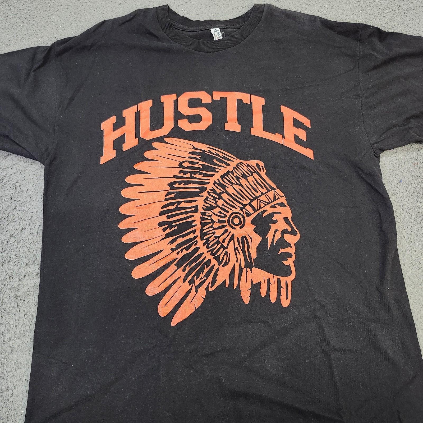 Alstyle Shirt Mens XL Black Hustle Headdress Graphic Tee Heavyweight Crewneck Unisex T-Shirt S