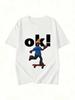 Y2K Retro Oversized Pattern T-shirt - Summer Casual Street Style Top with Skateboard Character and Eye-catching Letter Print