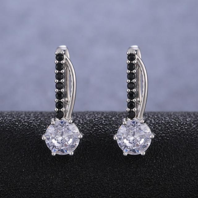 

Модные серьги-подвески для женщин серебряного цвета с инкрустацией черным/белым кубическим цирконием, женские вневременные стильные украшения