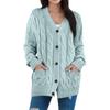 Women's Fashion Solid Color Casual Cardigan Jacket Cable Knit Button Cardigan Sweater