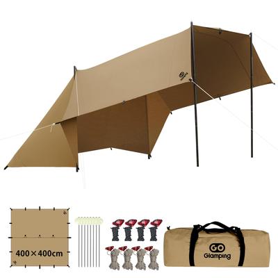 GOGlamping Square Tarp TC Square Tarp Polycotton Bonfire Safe Loops e nastro impermeabile speciale 500mm resistente alla pressione dell'acqua idrorepellente leggero