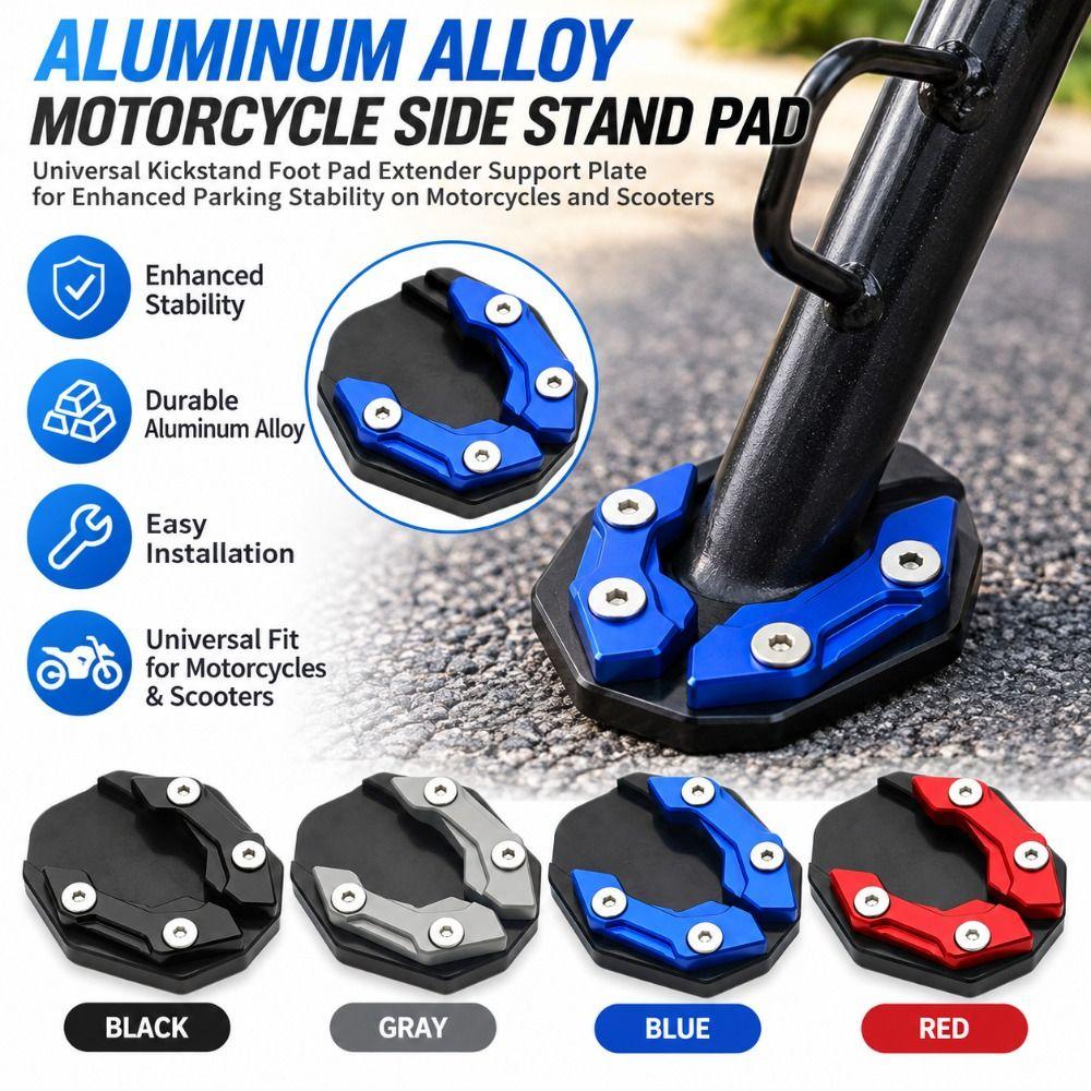 Aluminum Alloy Kickstand Foot Pad Universal Side Stand Extender Motorcycle Parking