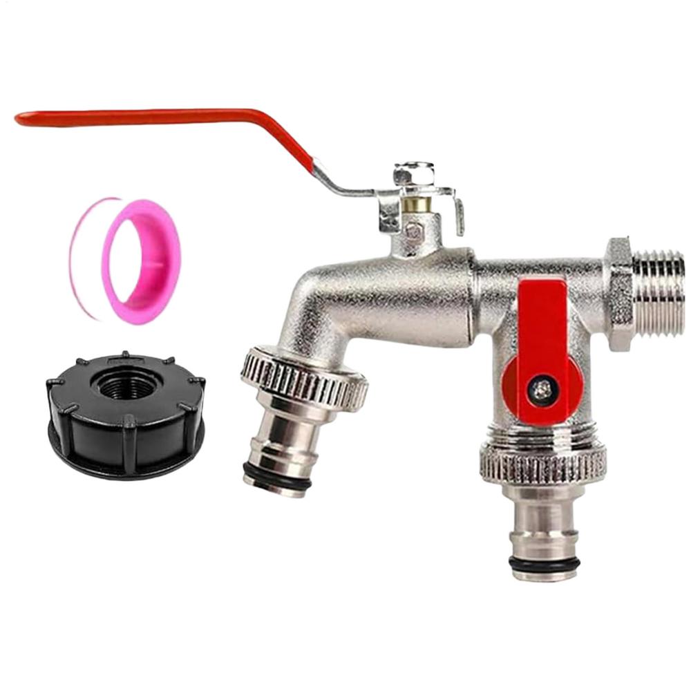 Garden Hose Splitter 2 Way Heavy Duty Hose Connector Tap Splitter With Valves Rust-Resistant Metal Irrigation Parts For Outdoor