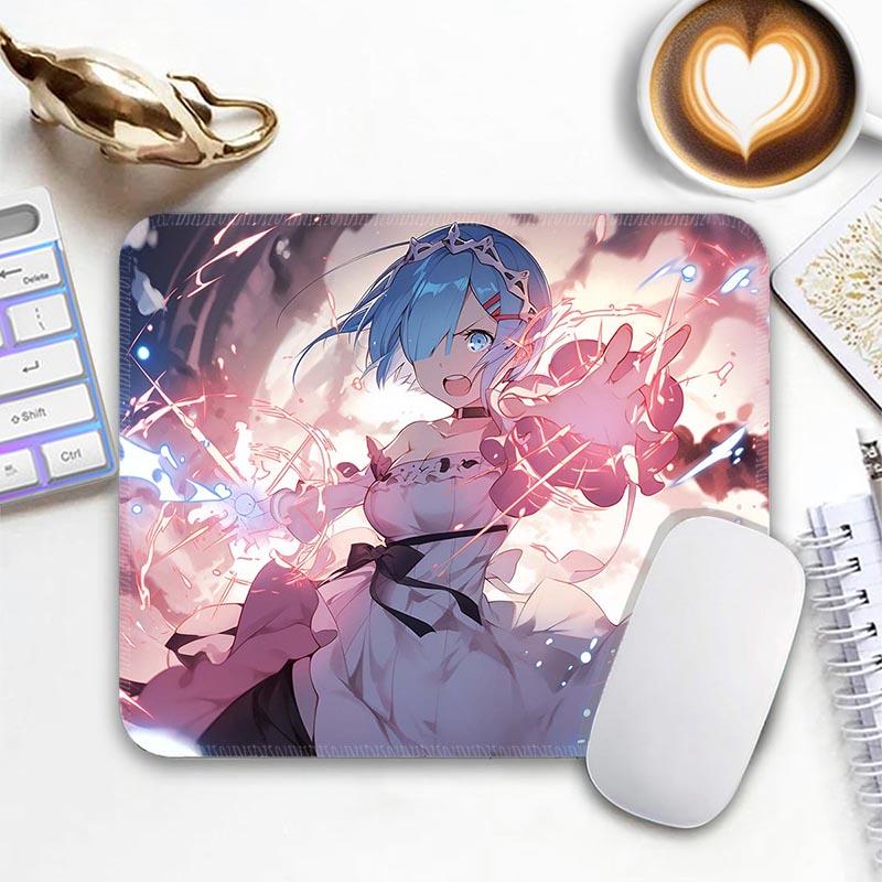 Стандартная аниме-подставка для мыши R_Re:Zero Маленький коврик для мыши Rem Дорожные коврики для мыши Нескользящий дорожный коврик для мыши ПК Нескользящий игровой коврик для мыши 26x21cm
