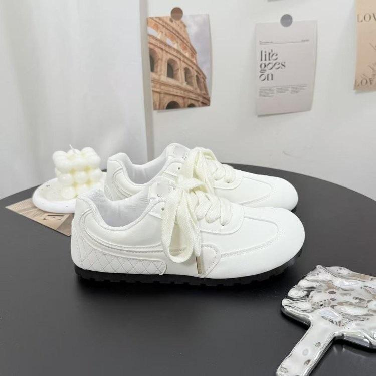 Round head flat bottom retro pink training shoes women's 2025 autumn new casual versatile Korean sports commuter shoes