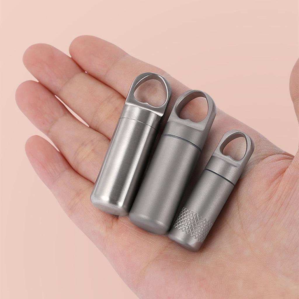 Pocket Pills Case Holder Waterproofs Titanium Pills Box Keychains Portable Seal Medicine Storage Bottles Enduring