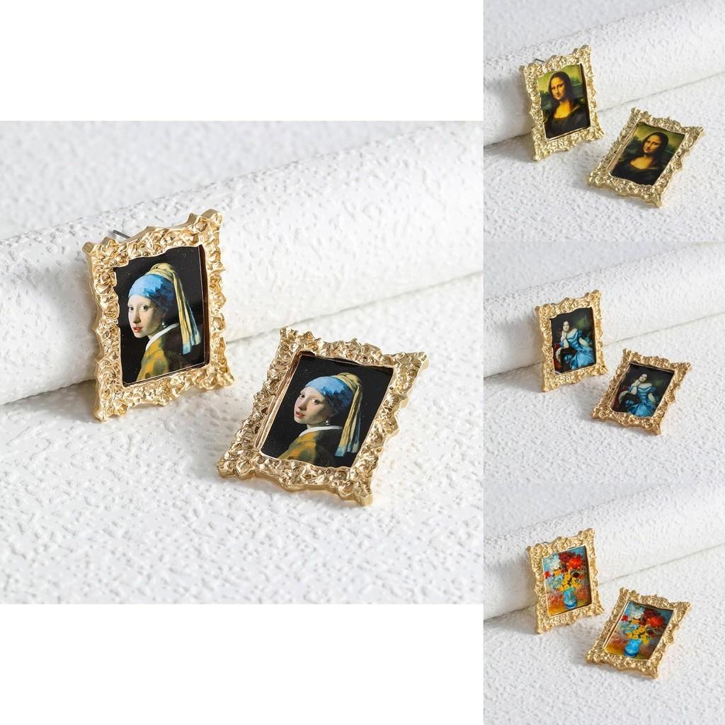 Unique Creative Geometric Mona Lisa Earrings Ideal For Gifting