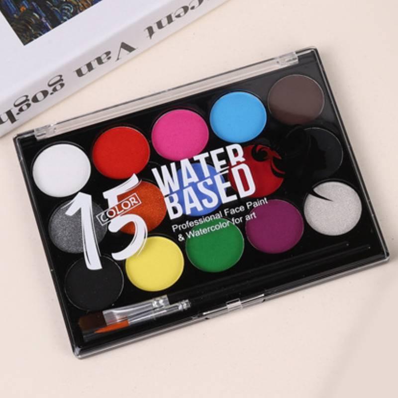 Vibrant 15 Color Face Paint Set For Kids Water-soluble Halloween Party Fun