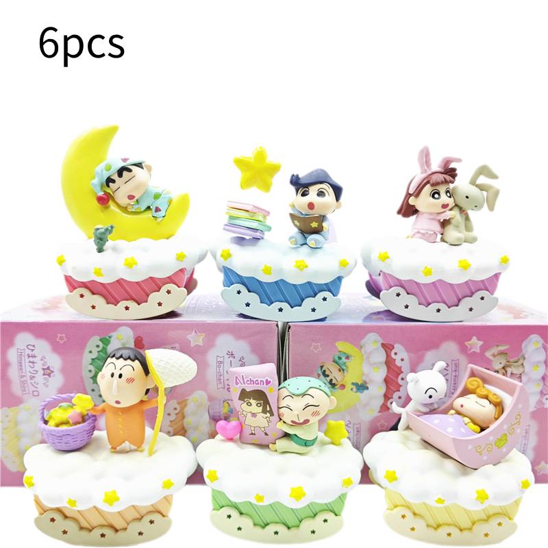 

Chan Crayon Shin 6pcs Character Cloud Toys Pvc Material Children Gifts Birthday