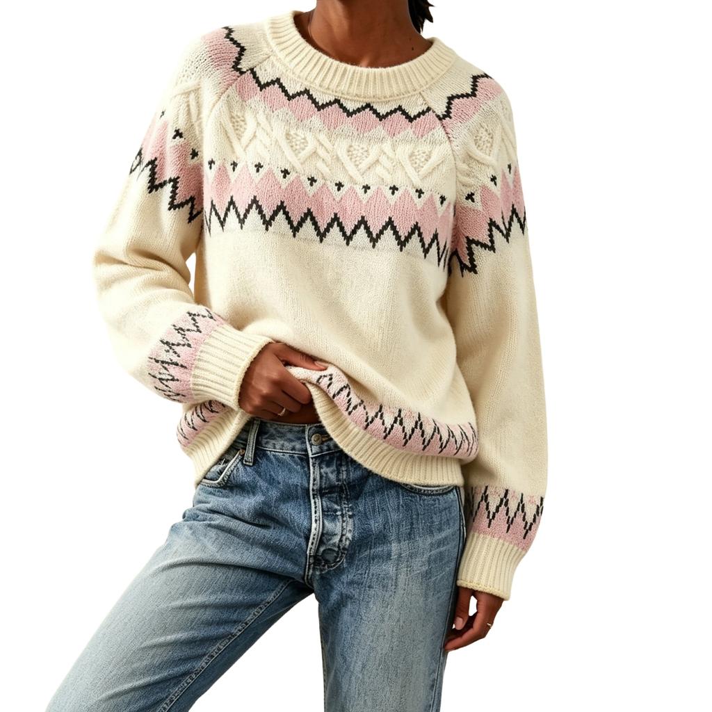 Women's Cardigan Sweater, Round Neck Button-Front Knit, Retro Loose Fit Fall Winter Outerwear