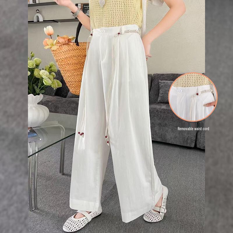 Women s Detachable Waist Rope Wide-Leg Casual Pants S