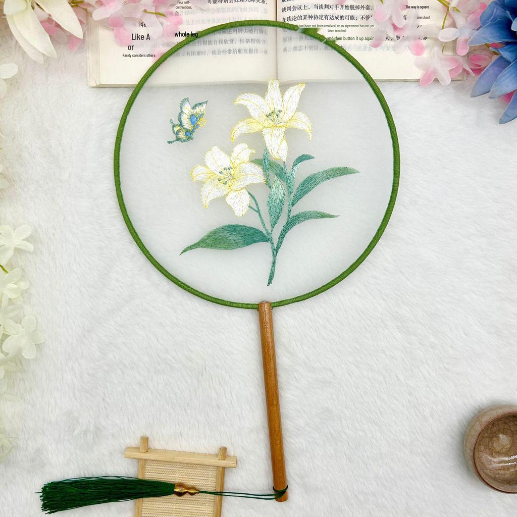 Ancient Style Single-Sided Suzhou Embroidery Dance Fan