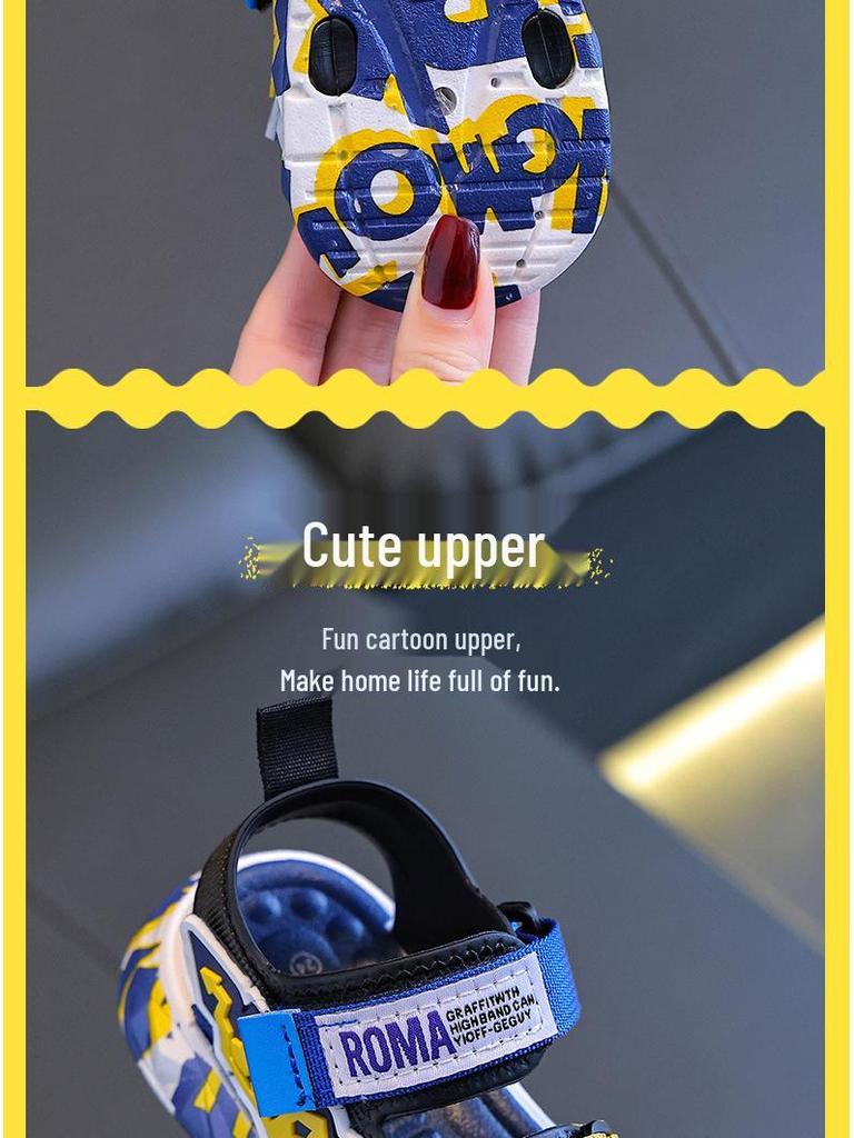 Boys' 2024 Summer Korean-Style Casual Beach Sandals with Soft Soles.