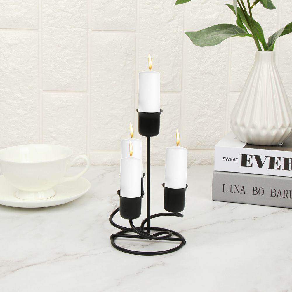 Candlesticks Black Gold Candle Holders Wrought Iron Candelabra Modern Style Metal Candle Stands