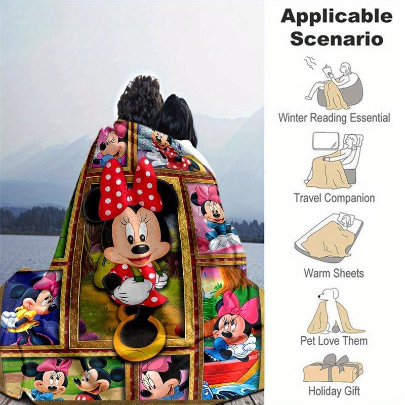 Coperta di Topolino e Minnie Morbida, Calda Coperta in Flanella per Divano, Letto, Viaggio, Campeggio | Coperta Accogliente per Riposo Stagione Unica Decorazione Natalizia