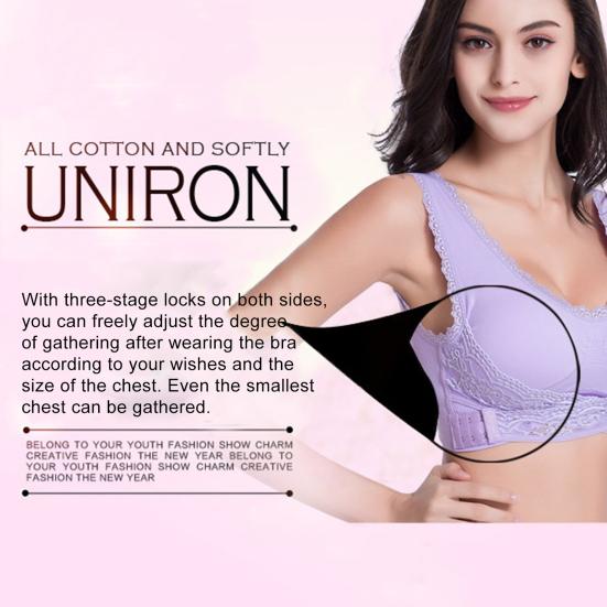 Women Cross Front Side Buckle Push Up Lace Wireless Brassiere Bra Underwear for Yoga