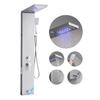 Shower Panel Tower System with Rainfall Waterfall Shower Head, LED, 53 In Brushed Stainless Steel Shower Column, 5-Function Faucet