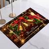 Christmas Red Bell Placemat with Green Tree and Snowflake Design Decor Rectangular Placemat Suitable for Kitchen Party Placemats