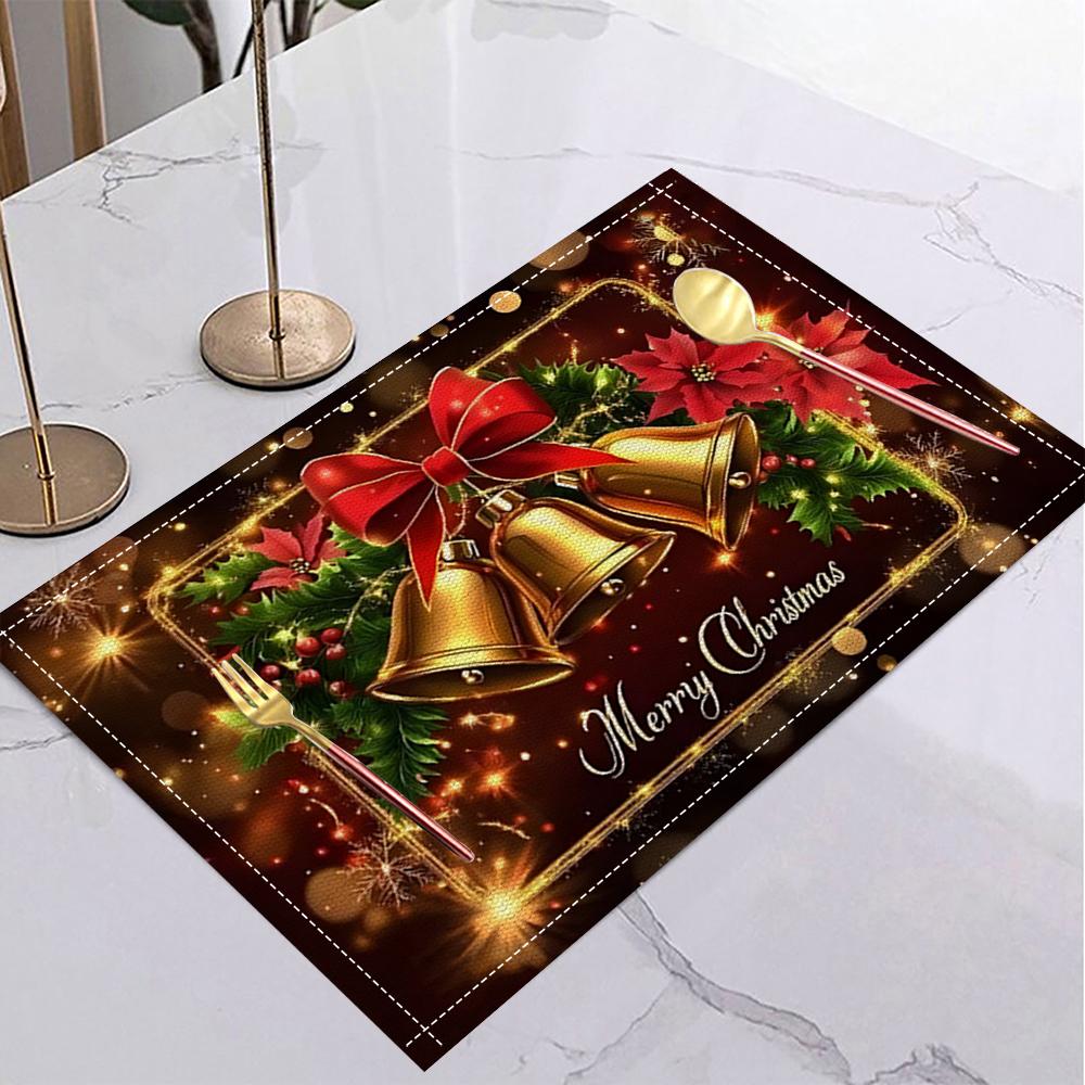 

Різдвяна серветка під тарілку з оленям, ялинкою та сніжинками, прямокутна, підходить для кухонних вечірок 1PC-32x42cm