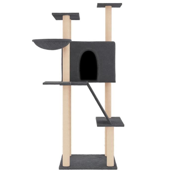 VidaXL Arbre à chat avec griffoirs en sisal gris foncé 143 cm 171731