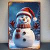 FestiveXmasSnowmanSign 1pc Festive Christmas Snowman Metal Sign - Durable Waterproof, Pre-Drilled for Home/Kitchen