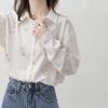 Women's Long-Sleeve White Chiffon Blouse - Summer 2024 Korean Style