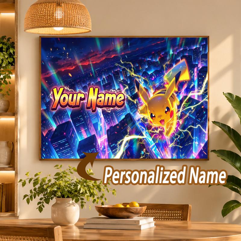 Pikachu Custom Name Diamond Painting Personalized 5D Full Drill DIY Diamond Art Home Decor