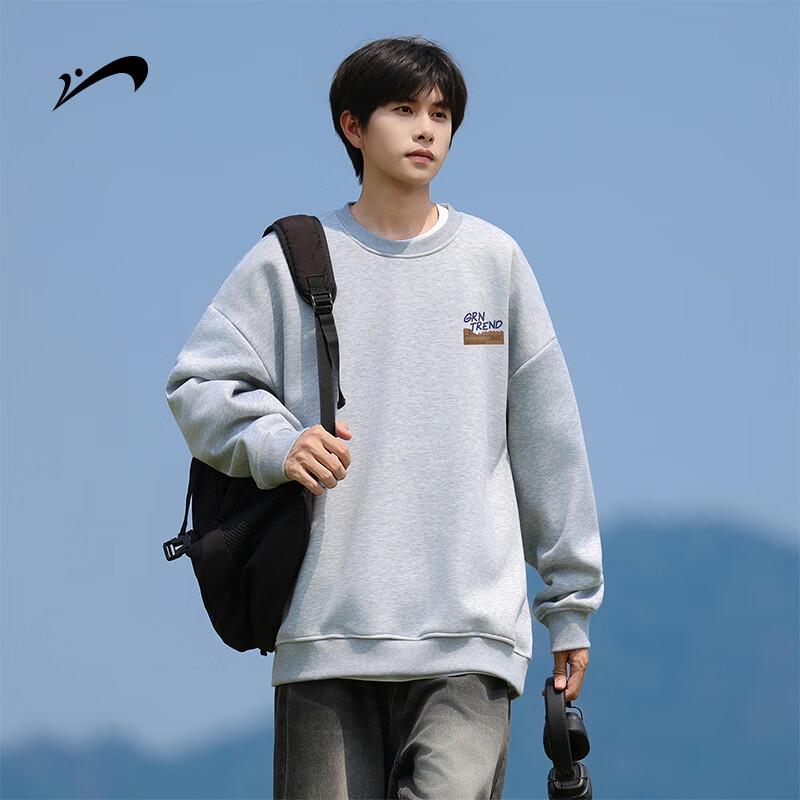 Guirenniao Men's Loose Fit Crewneck Drop Shoulder Sweatshirt
