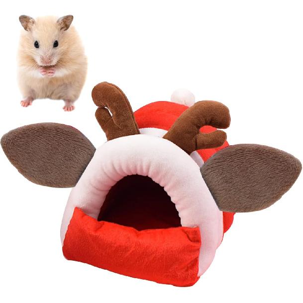 Christmas Deer Hamster Bed Hideout Protection Hammock Small Pet Bed Gerbil Habitat Mini House Cage Hamster Accessories