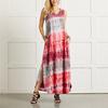 Summer Tie-dye Slit Irregular Hem Sleeveless Casual New Dress