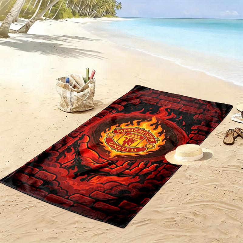 Manchester United F Print Beach Towel, Large Soft Quick Dry Towel for Beach Camping Swimming