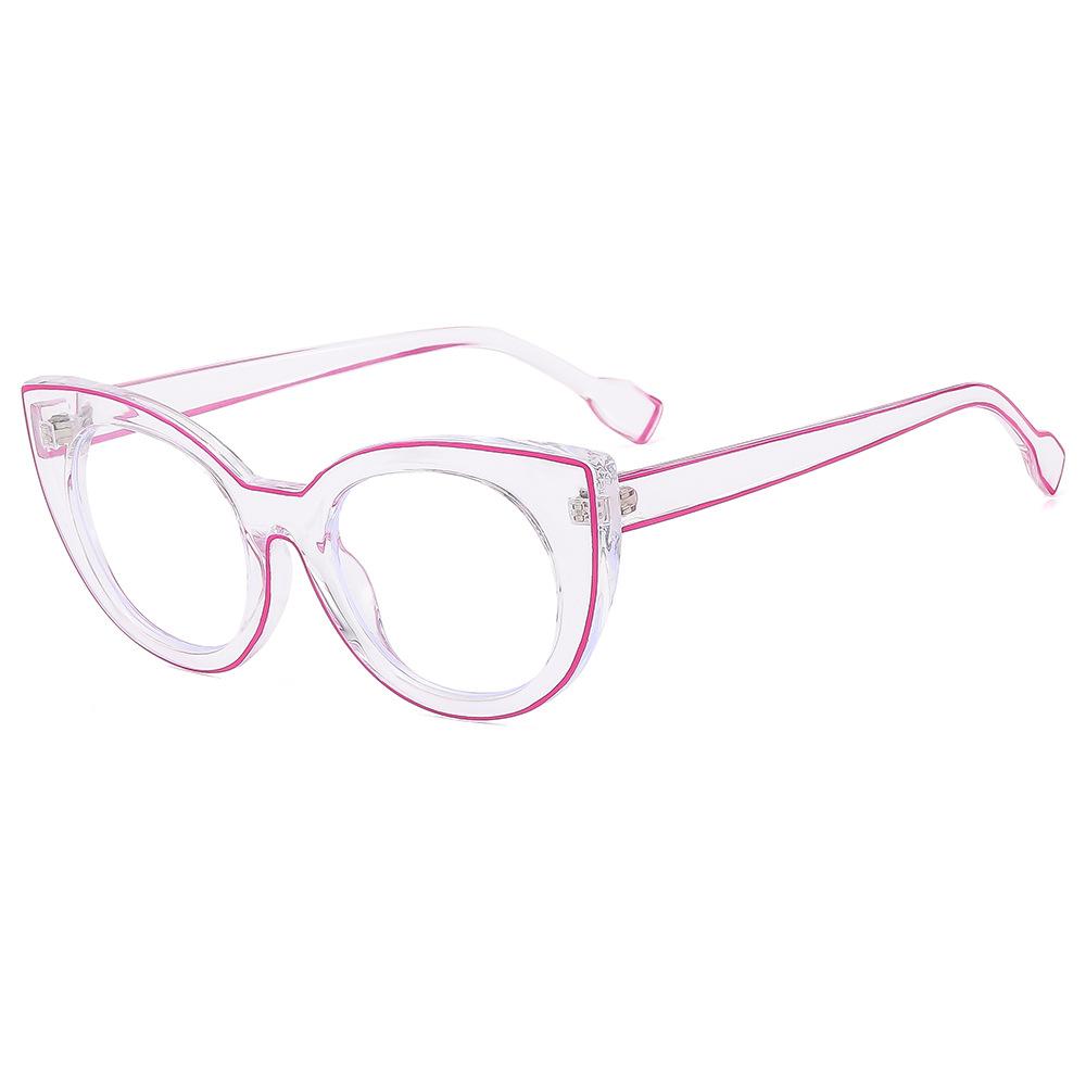 

Персонализированные очки кошачий глаз с плоскими линзами, оверсайз оправа, модные простые очки с защитой от синего света и высокой четкости white film (anti-blue light)