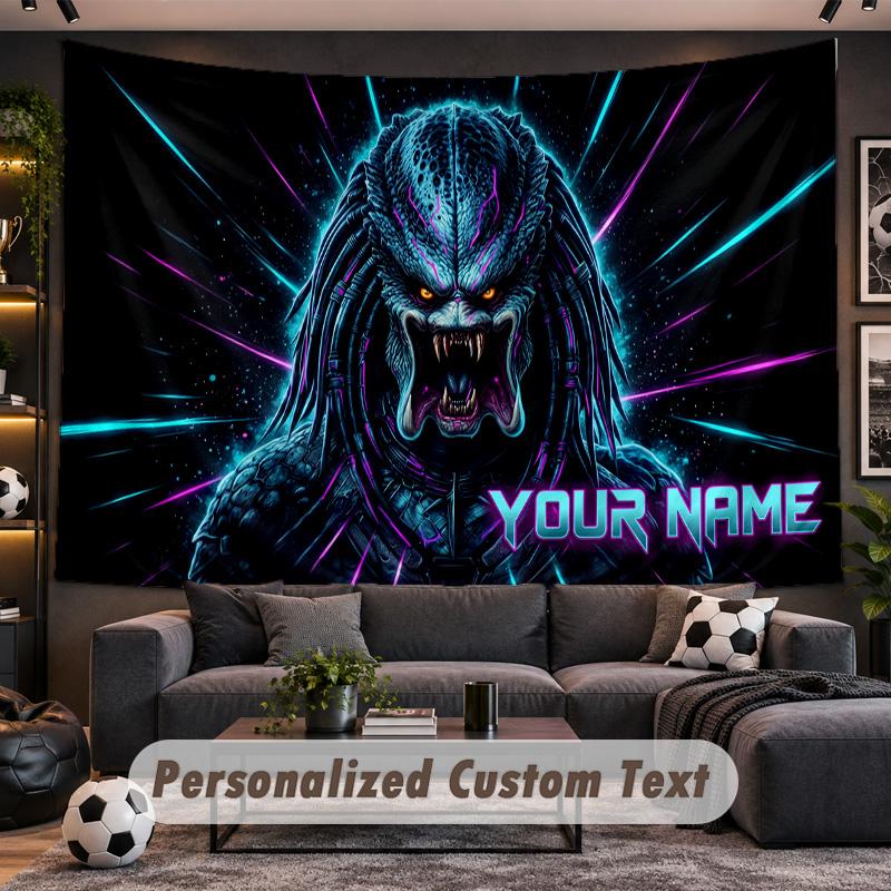 Predator Personalized Tapestry Support Custom Name, Wall Art Home Decoration