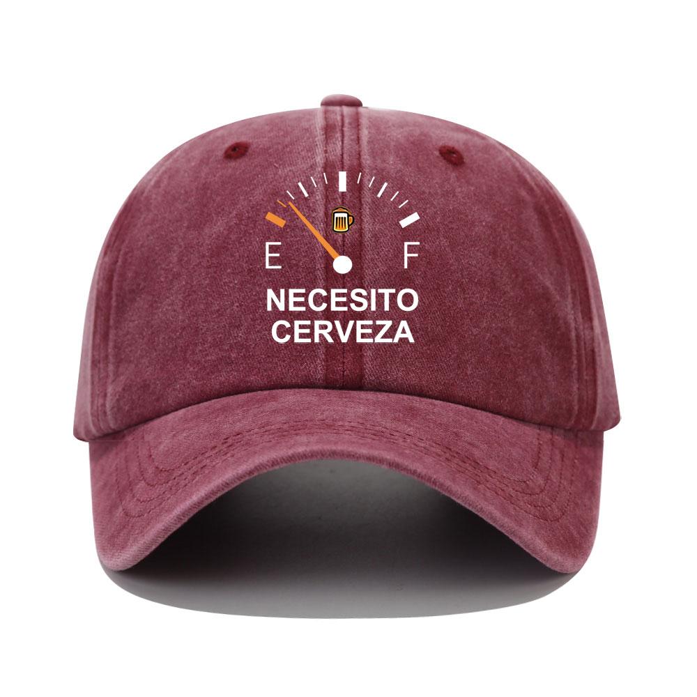 NECESITO CERVEZA Spanish Slogan Print Baseball Cap Washed Cotton Dad Hat Outdoor Adjustable Sun Protection Sports Caps Hats