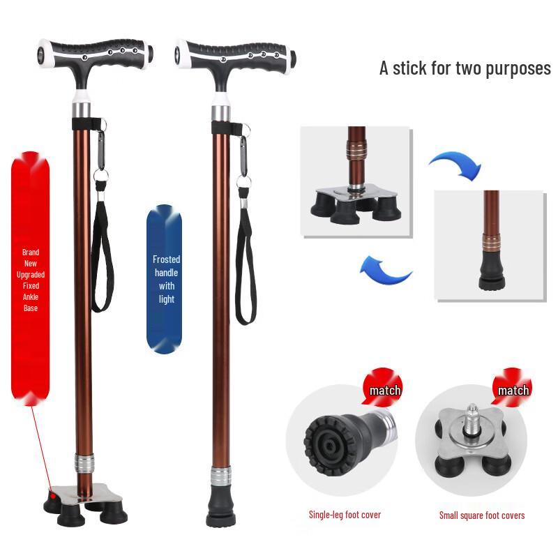 

Kedenor T-Handle Adjustable Quad Cane for Seniors