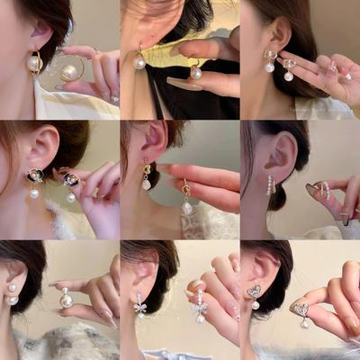 French Baroque Special-Shaped Pearl Pendant Earrings Women'S Niche Fashion Versatile Design Sense Knotted Earrings Earrings