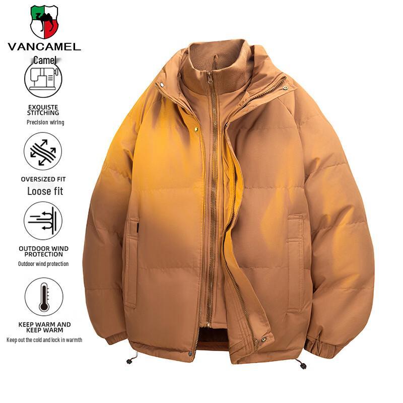 VANCAMEL Men s Faux Two-Piece Thickened Padded Jacket XL